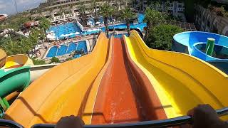 Water slides at the Crystal Sunset Hotel Side Türkiye [upl. by Gustaf]