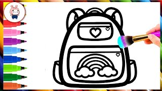 school bag Drawing Painting and Coloring for Kids ToddlersColoring Tips for Toddlers amp Kids [upl. by Auot]