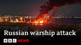 Ukraine attacks Russian warship in Crimea  BBC News [upl. by Geiss]