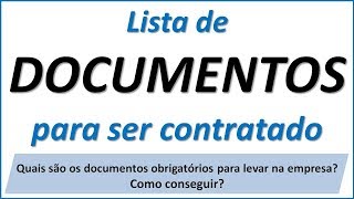 Lista de documentos para ser contratado [upl. by Supple803]