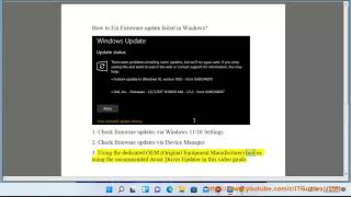 Fix Firmware update failed to install error in Windows 1110 [upl. by Aver640]