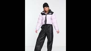 THE NORTH FACE Shiny Nuptse Cropped Down PufferJacket Wetlook Lavender Pink Women  Asos [upl. by Primalia]