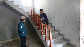 Excellent Techniques Install Stair Railing  Installation of Wooden Stair Handrail Indoors [upl. by Ntsyrk522]