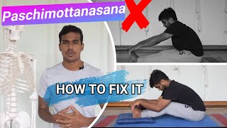 Paschimottanasana  Front bending pose  How to fix it Yoga at home [upl. by Rance379]