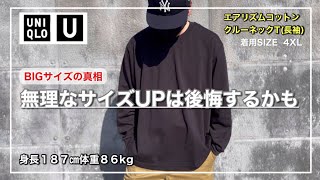 【UNIQLO U】4XLを購入したらちょっと残念だった事がありました。エアリズムコットンクルーネックT｜3XL4XLレビュー [upl. by Collette]