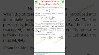 topic 9Gaseous StateEquation of state in terms of mass of a gas chemistrychemgateacademy iit [upl. by Rramal651]