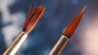 How to clean synthetic paintbrushes and fix hooked tips [upl. by Aiem925]