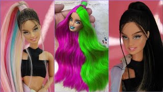 Barbie Dolls Makeover Transformation  DIY Miniature Ideas for Barbie  Wig Dress Faceup and More [upl. by Horlacher206]