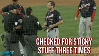 Scherzer gets checked for sticky stuff and chaos ensues a breakdown [upl. by Fina]