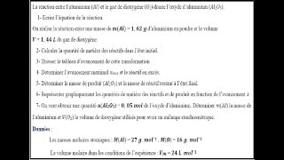 Exercice 5 avec corrigé suivi dune transformation chimique 1BAC S EXP et SM [upl. by Haggi62]