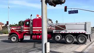 Dump trucks pulling in and out of LAX to help unload dirt or gravel for runway 24R renovation [upl. by Dnilazor]