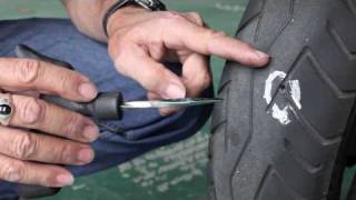 Motorcycle tyre repair  How to plug a bike tire [upl. by Heck]