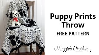 Puppy Prints Afghan Free Crochet Pattern  Right Handed [upl. by Enneirb]