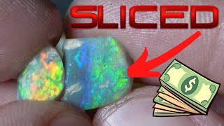 Cutting and Pricing a BIGHT RED Crystal Opal [upl. by Meade]