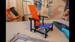 DIY The making of De Rood Blauwe stoel van Gerrit Rietveld schaal 16 [upl. by Ahnavas]