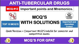 AntiTubercular Drugs MCQ  Quick Revision Carewell ClassesCarewell Pharma [upl. by Eile]