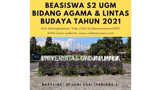 info beasiswa terkini S2 UGM Yogyakarta bidang agama dan lintas budaya tahun 2021 [upl. by Almat]