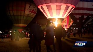 Crowds enjoy The Great Balloon Glow at Louisvilles waterfront [upl. by Sakram421]