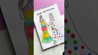 Acrylic VS watercolour 🌈😍staisfyingart art youtubeshorts fyp [upl. by Ibbie31]