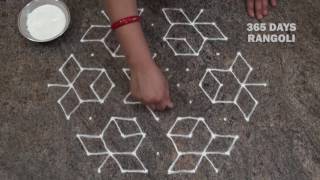 simple rangoli design easy rose rangolidesign with 11 dots [upl. by Ehrsam]