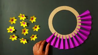 Wall Hanging Craft Ideas With Paper Flowers Easy  Flower Making With Paper Wall Hanging [upl. by Borreri936]