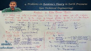 4 Problems on Rankines Theory in Earth Pressure GeoTechnical Engineering [upl. by Berkie]