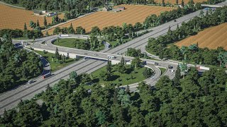 😎 Realistic Partial Cloverleaf in Vanilla Cities Skylines 2 Autobahn Service Interchange Tutorial [upl. by Nixon903]