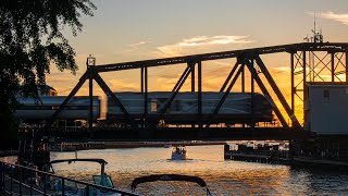 Amtrak P370 Crosses The CSX Turn Bridge In Saint Joseph Michigan At Golden Hour [upl. by Anaicilef]