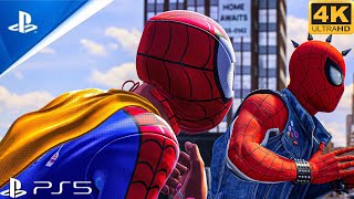 Team Spiderverse Vs Sandman boss fight 4K realistic graphics gameplay spiderman 2 Ps5 Slim [upl. by Annavahs]