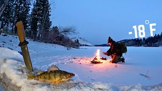 24h WINTER STORM Survival Fishing amp Hunting for Food Catch amp Cook [upl. by Reedy]