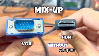 Mixup VGA cable with HDMi  VGA connects to HDMI without adaptor [upl. by Jarred]