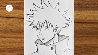 How to draw Megumi from Jujutsu Kaisen  Megumi drawing step by step  Easy anime drawing [upl. by Heather278]