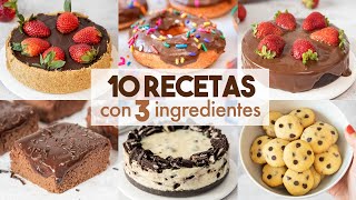 10 POSTRES con 3 Ingredientes SIN HORNO 🍫  Recetas Fáciles y Rápidas [upl. by Aihsak]