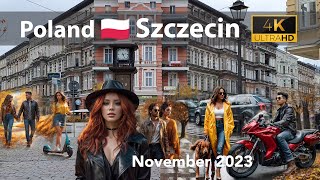 Street walk ☁️ Szczecin 🇵🇱 Poland  November 2023 4k [upl. by Yesoj]