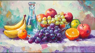 Vintage Fruit Still Life  Vibrant Art Screensaver  Classic 4K TV Art  Colorful Retro Decor [upl. by Greysun]