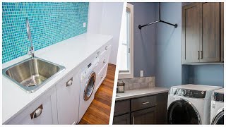 75 Laundry Room With Shaker Cabinets And Blue Backsplash Design Ideas Youll Love ♡ [upl. by Suolkcin482]