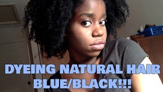 Dyeing Natural Hair BlueBlack Olia  REVIEW [upl. by Htelimay]