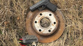 9mm vs 45 ACP vs 223  Will it go through a brake rotor [upl. by Rehoptsirhc]