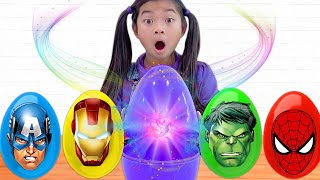 Emma Superheroes Friends in Surprise Eggs  Video for Children [upl. by Onitsoga779]