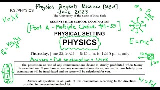 NEW 2023 Physics Regents Review Part A 135 [upl. by Mahoney12]