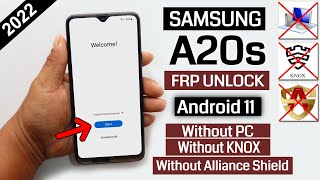 Samsung A20s Frp Bypass Android 11 Without Pc  Withouit Knox  Without Alliance Shield 2022 [upl. by Aremihc]