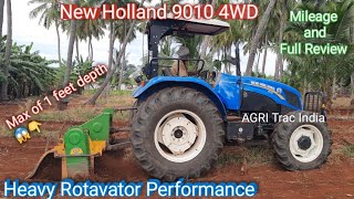 New Holland 9010 4WD Tractor Rotavator Performance  New Holland 9010 Tractor Review mileage tamil [upl. by Nnadroj]