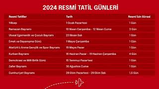 2024 YILI RESMİ TATİL VE DİNİ GÜNLER [upl. by Dav744]