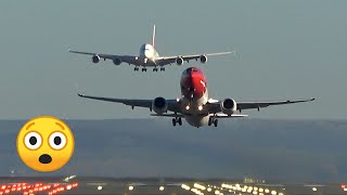 😲 Amazing  Emirates A380 landing with a B737 taking off [upl. by Wane]