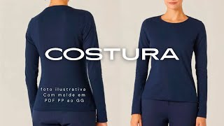 Costura  Blusa básica decote redondo manga longa com molde em PDF GRÁTIS [upl. by Ajoop]