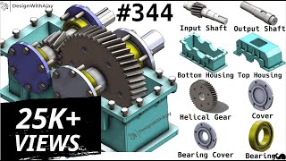 How to Design Single Stage Reduction Helical Gear Box 344  DesignWithAjay Speed Reduction Gearbox [upl. by Venditti]