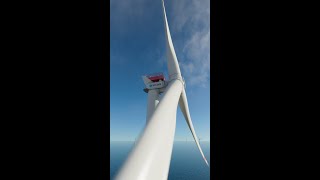 Camera turning with MingYang offshore wind turbine 3d animation [upl. by Knorring319]