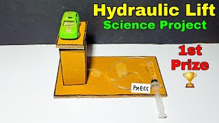 How to make hydraulic lift for science project  School science project hydraulic lift [upl. by Elyod516]