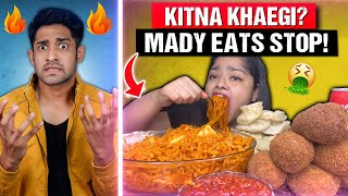 MADDY EATS amp MUKBANG ROAST KITNA KHAOGI DIDI 🤮MaddyEats [upl. by Reivaj]