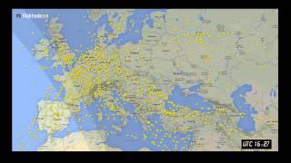 Timelapse video showing air traffic over Europe  Flightradar24 [upl. by Arimihc815]